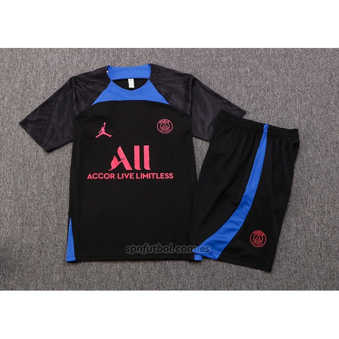 Chandal del Paris Saint-Germain Jordan Manga Corta 2022-2023 Negro y Azul - Pantalon Corto